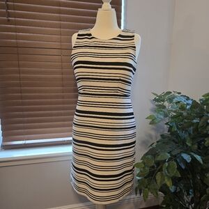 Black and Cream Striped Ann Taylor Dress